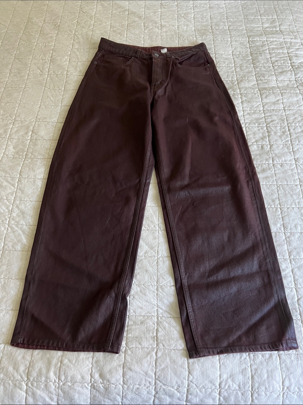 H&M Deep Burgundy Wax Jeans